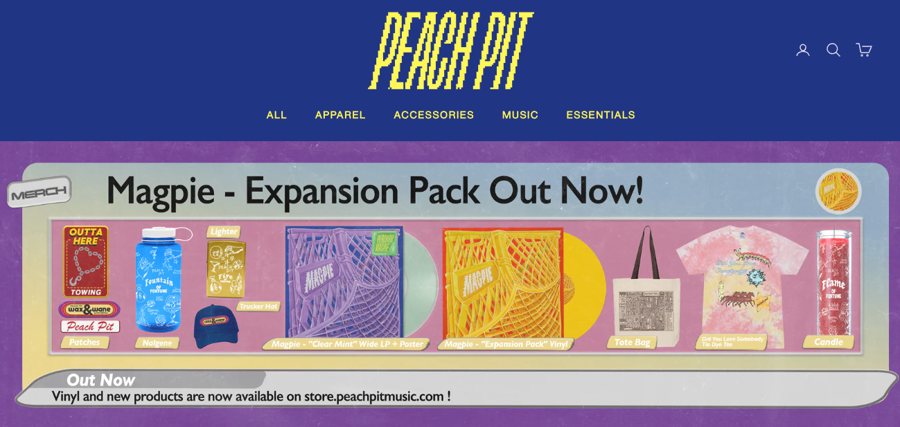 The Comprehensive D2C & Merch Campaign for Peach Pit's Magpie The Comprehensive D2C & Merch Campaign for Peach Pit's Magpie